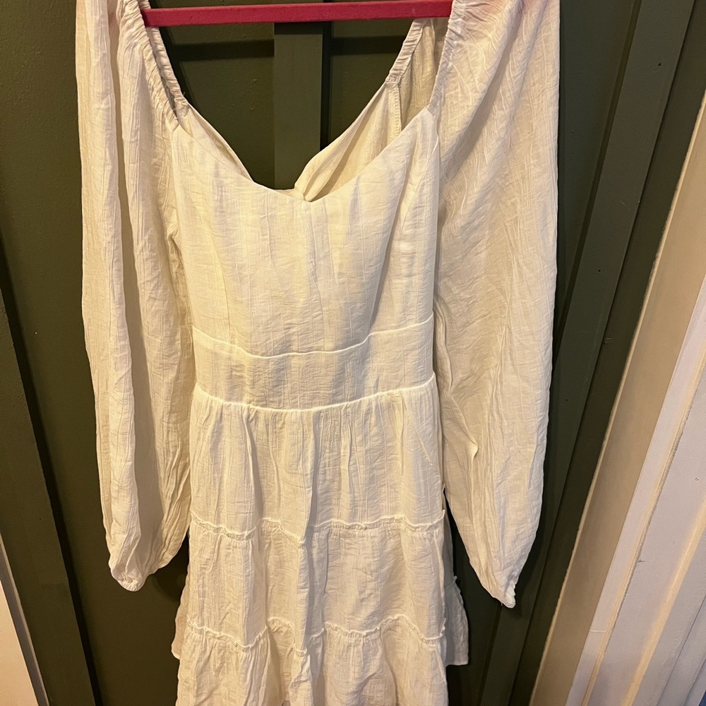 Altar'd State Cream Ruffled Tiered Long Sleeve Dress